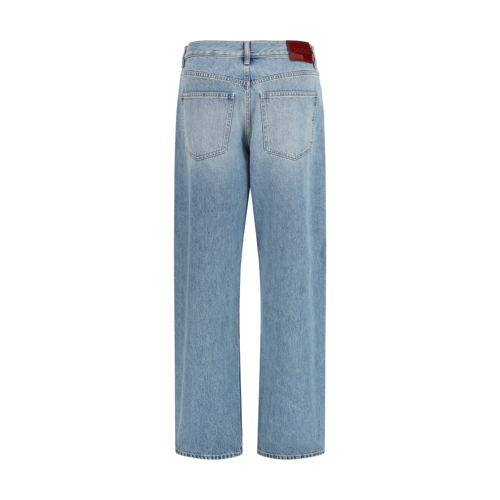 Gucci Blaue Jeans aus Baumwolle im geraden Schnitt-2