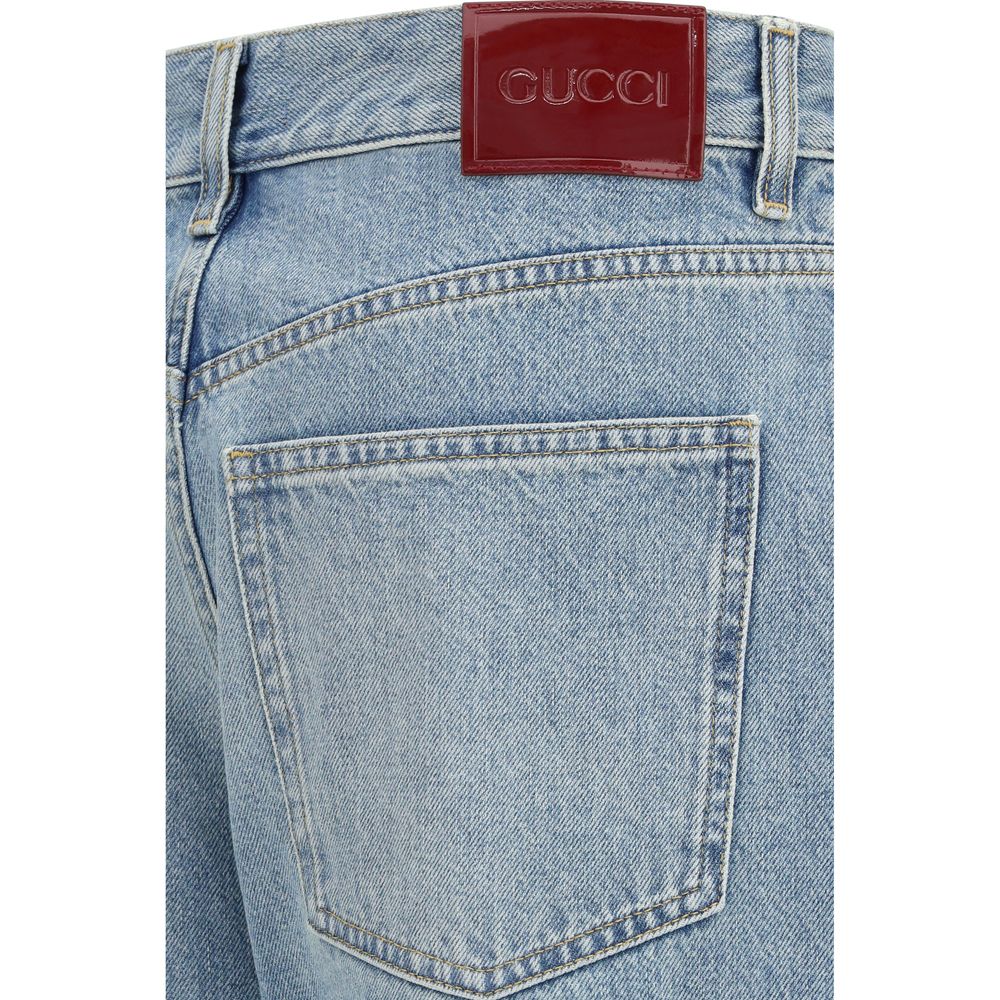 Gucci Blaue Jeans aus Baumwolle im geraden Schnitt-3
