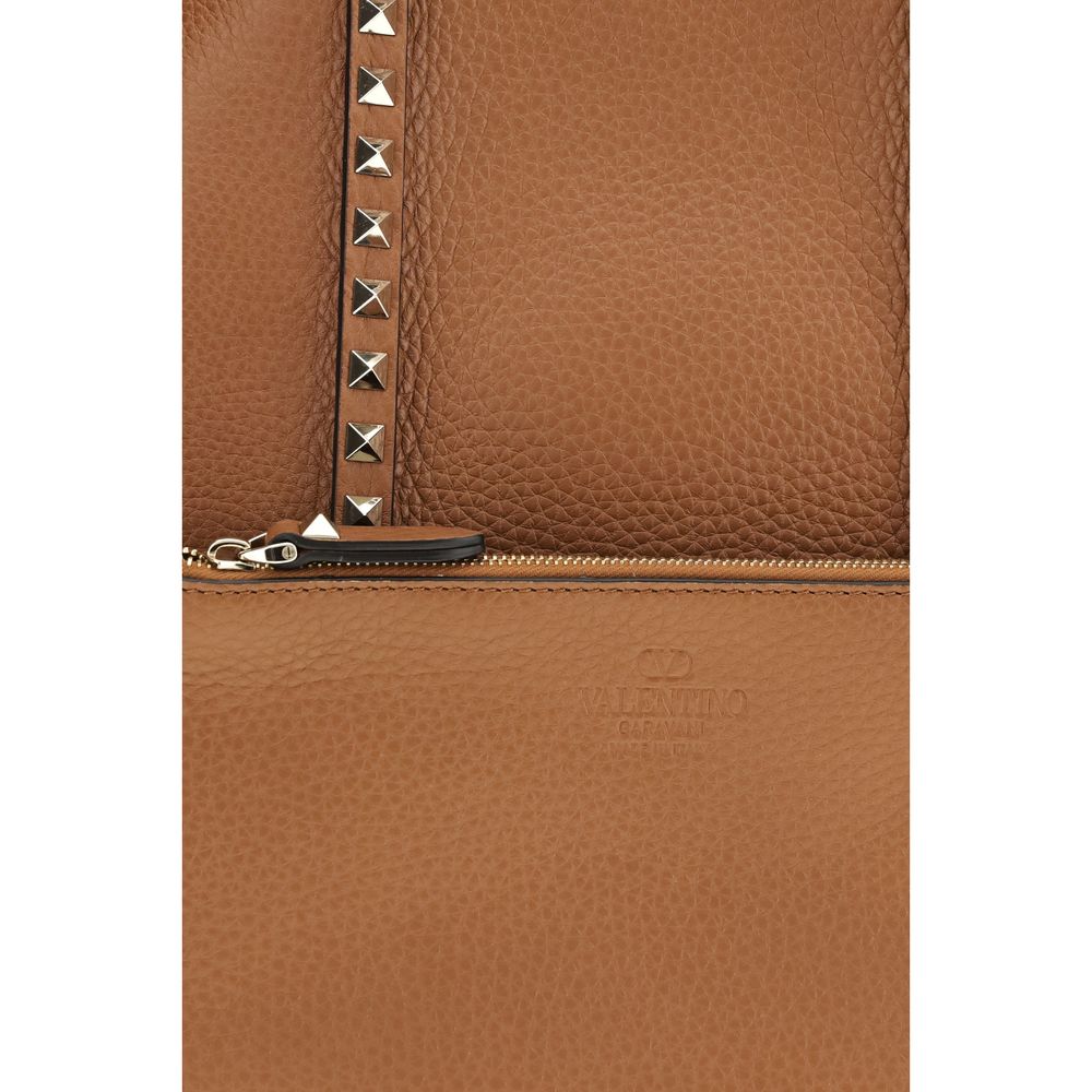 Valentino Garavani Braune Kalbsleder Bos Taurus Schultertasche-4