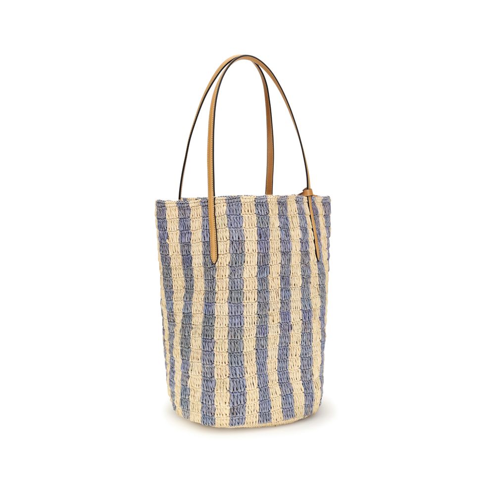 Valentino Garavani Eimer-Tasche aus blauer Raffia-3