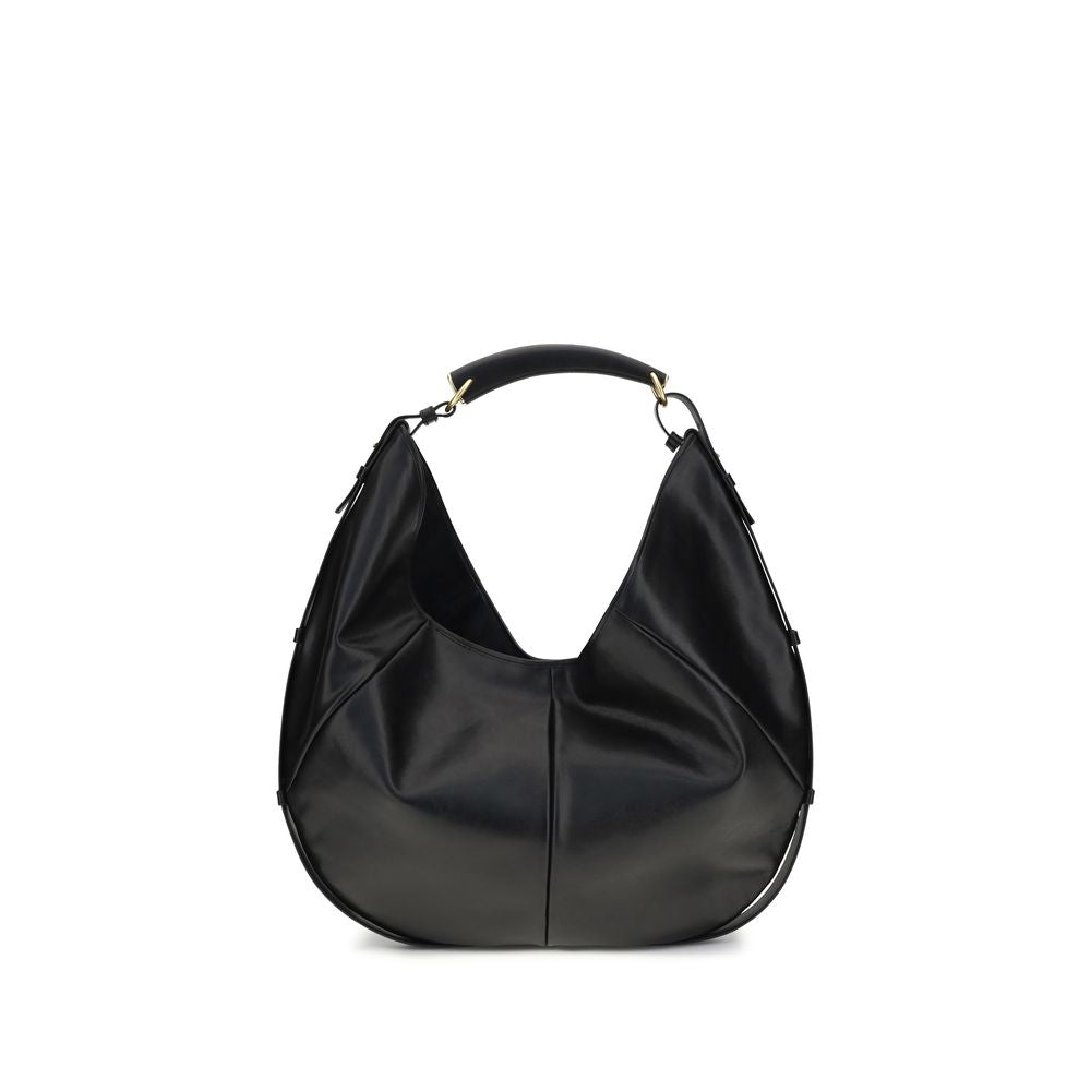 Saint Laurent Schwarze Bos Taurus Kalbsleder Schultertasche-1