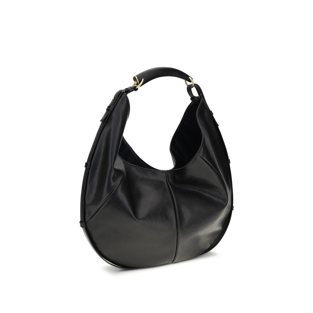 Saint Laurent Schwarze Bos Taurus Kalbsleder Schultertasche-2