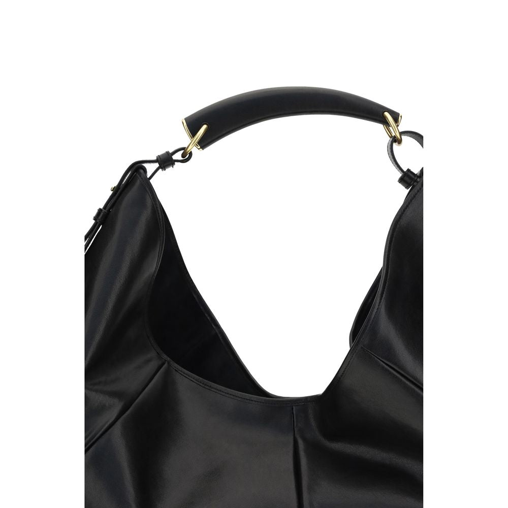 Saint Laurent Schwarze Bos Taurus Kalbsleder Schultertasche-4