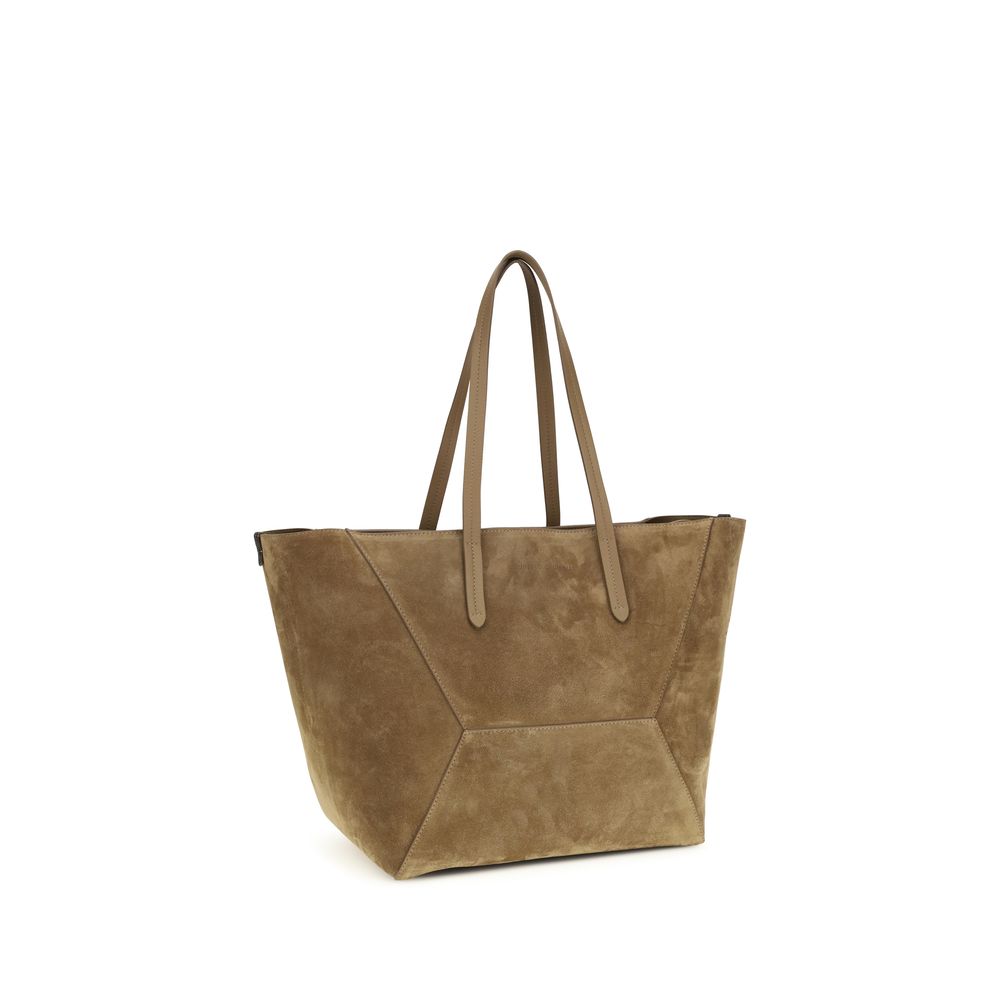Brunello Cucinelli Beige Kalbsleder Bos Taurus Schultertasche-2
