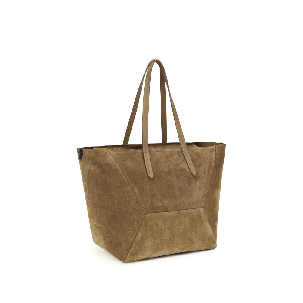 Brunello Cucinelli Beige Kalbsleder Bos Taurus Schultertasche-3