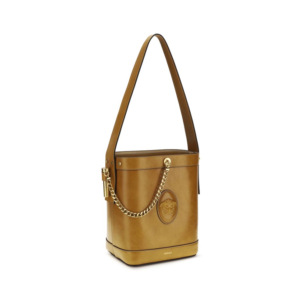 Versace Braune Kalbsleder Bos Taurus Bucket Bag-2