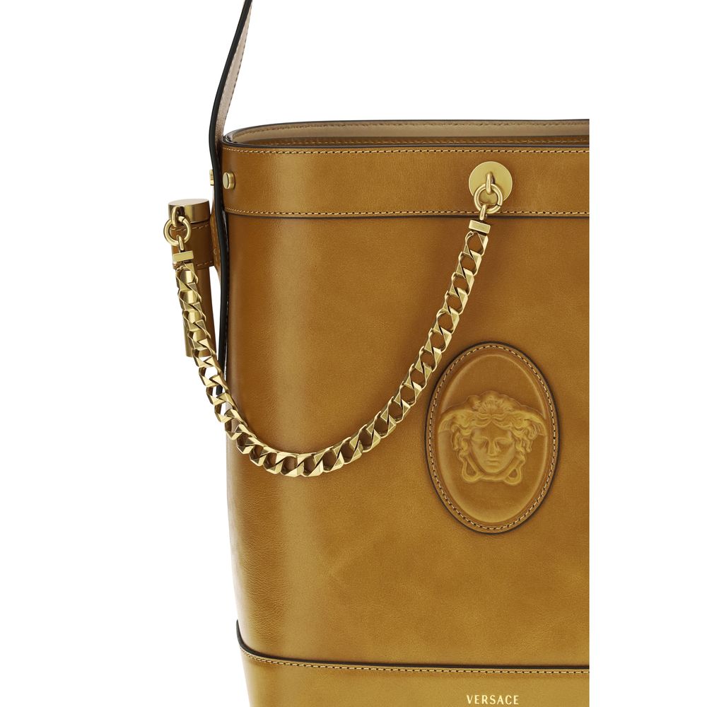 Versace Braune Kalbsleder Bos Taurus Bucket Bag-4