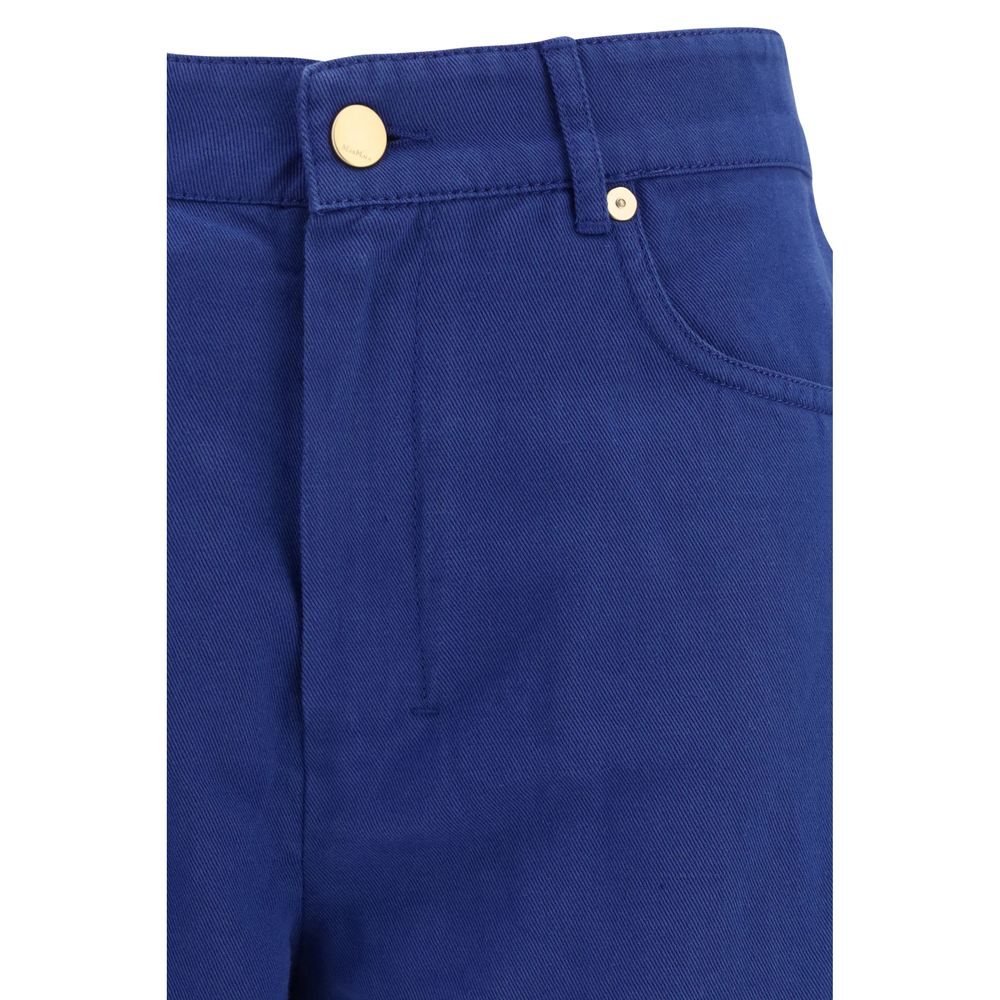 'S Max Mara Blaue Baumwoll-Freizeithose-3
