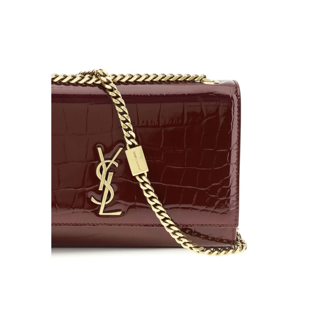 Saint Laurent Schultertasche Bos Taurus aus bordeauxrotem Kalbsleder-4