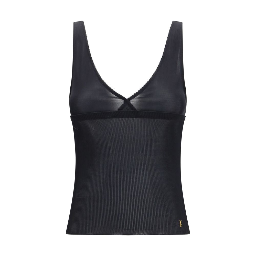 Saint Laurent Black Sleeveless Silk Top