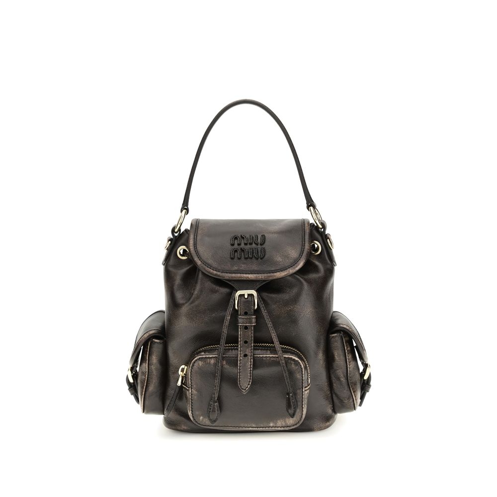 Miu Miu Brauner Kalbsleder-Rucksack Bos Taurus-1