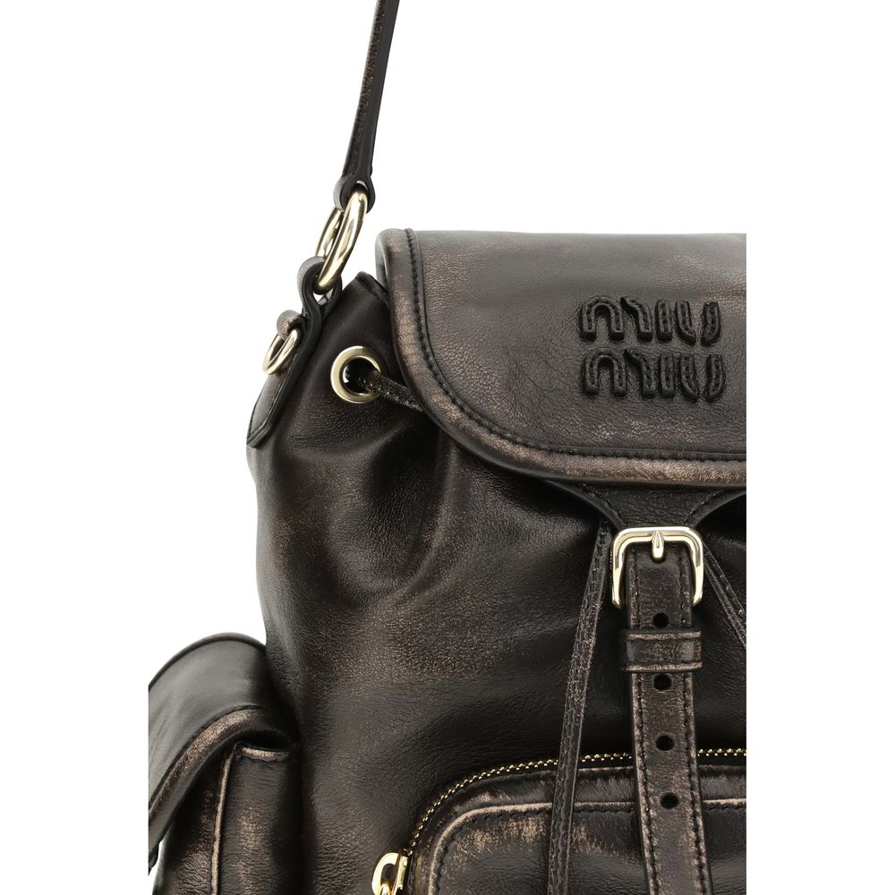 Miu Miu Brauner Kalbsleder-Rucksack Bos Taurus-3