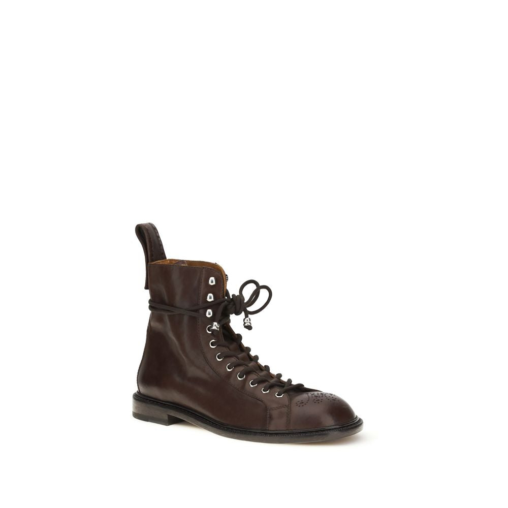 Versace Braune Kalbsleder Bos Taurus Schnürstiefel-2