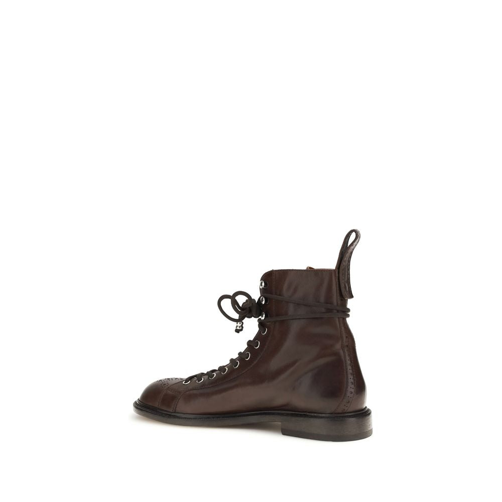 Versace Braune Kalbsleder Bos Taurus Schnürstiefel-3