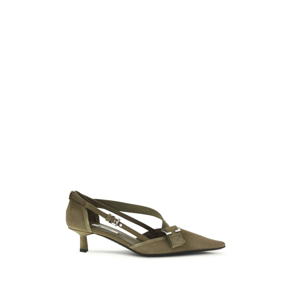 Prada Zweifarbige Pumps aus Baumwolle mit mittelhohem Absatz-1