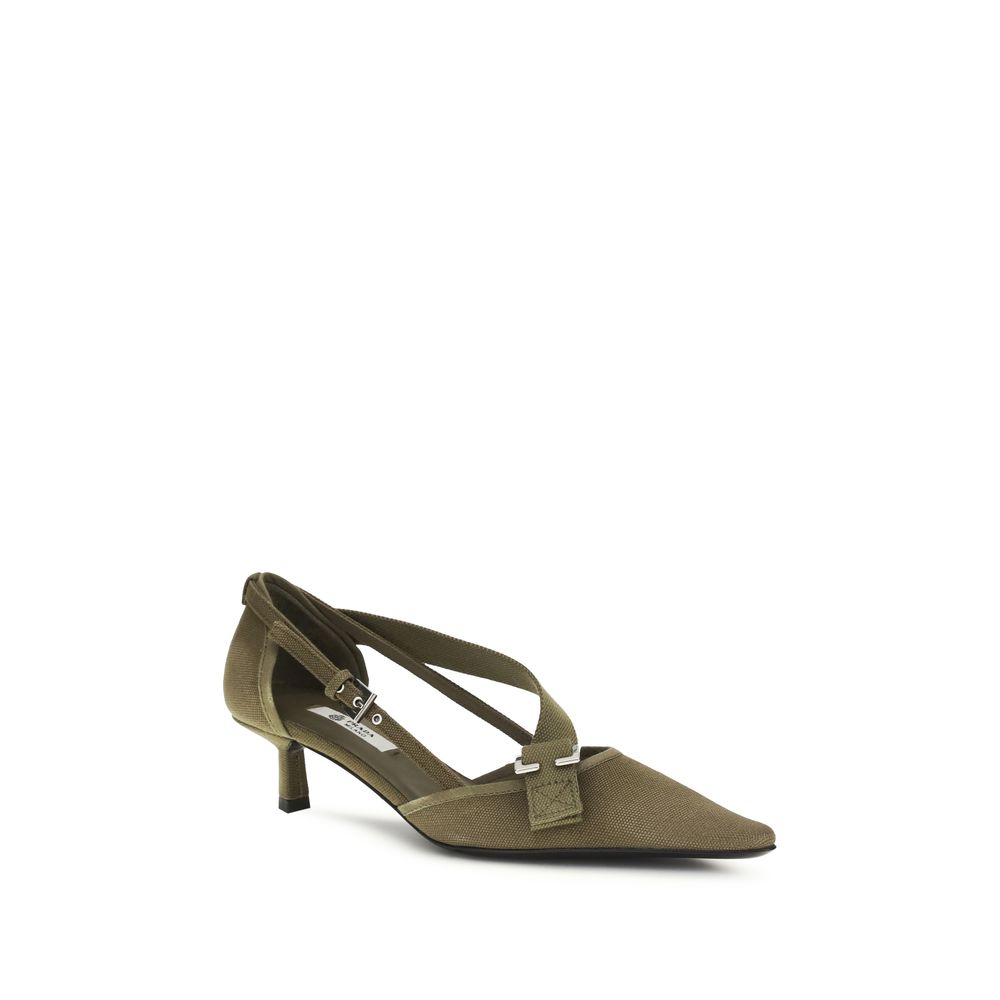 Prada Zweifarbige Pumps aus Baumwolle mit mittelhohem Absatz-2