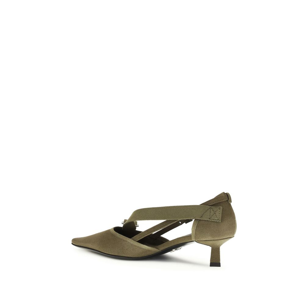 Prada Zweifarbige Pumps aus Baumwolle mit mittelhohem Absatz-3