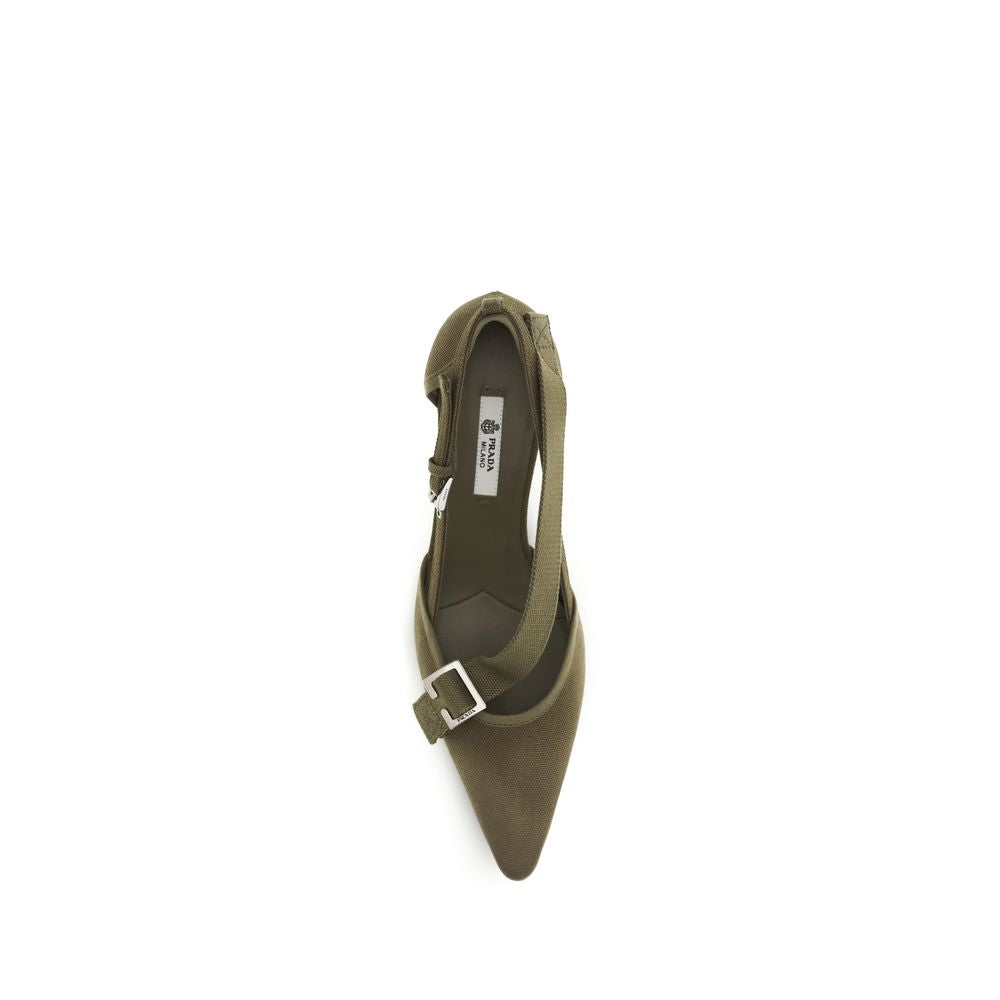 Prada Zweifarbige Pumps aus Baumwolle mit mittelhohem Absatz-4