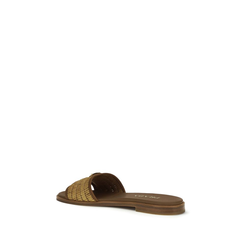 Prada Braune Raffia-Slipper-3