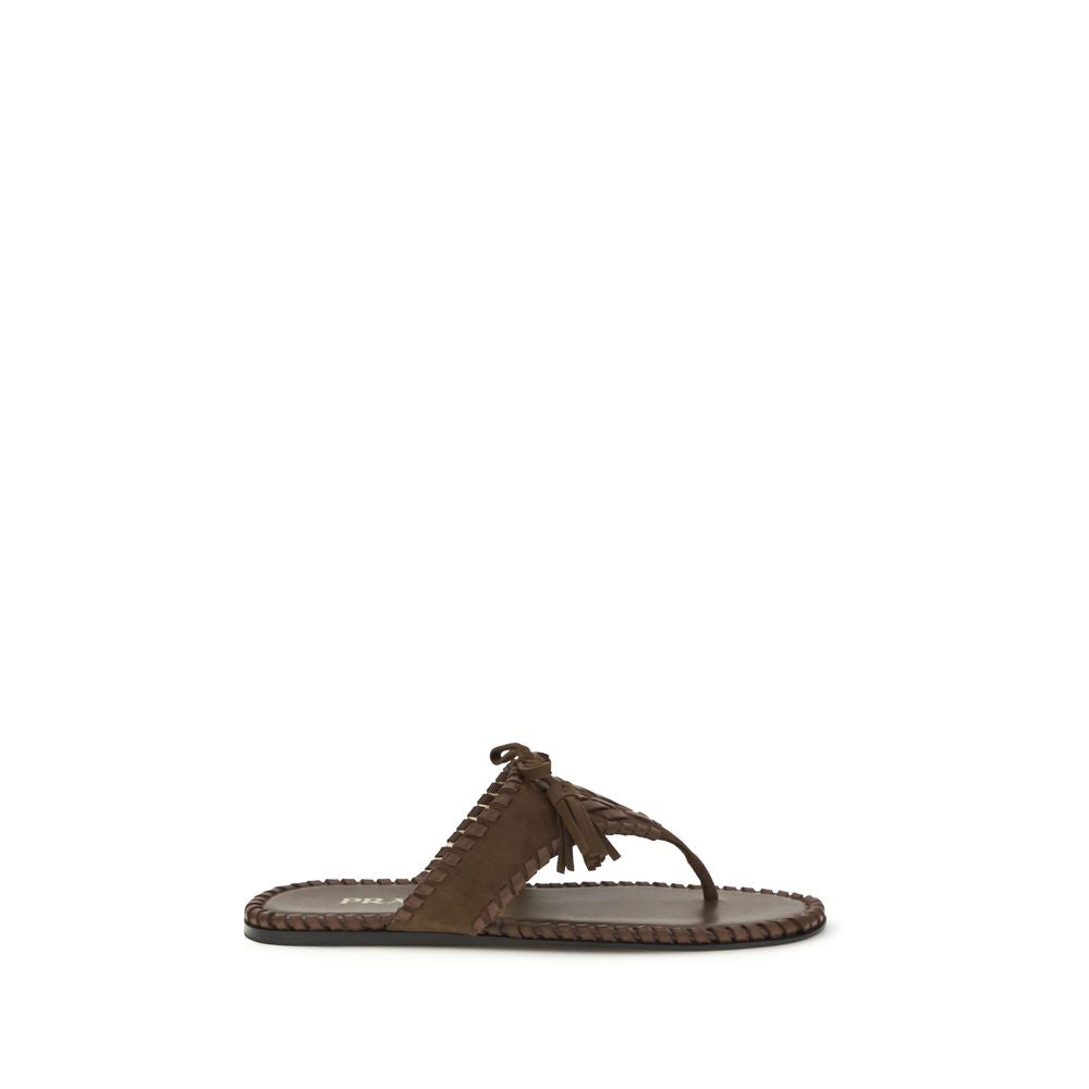 Prada Braune Kalbsleder-Sandalen Bos Taurus