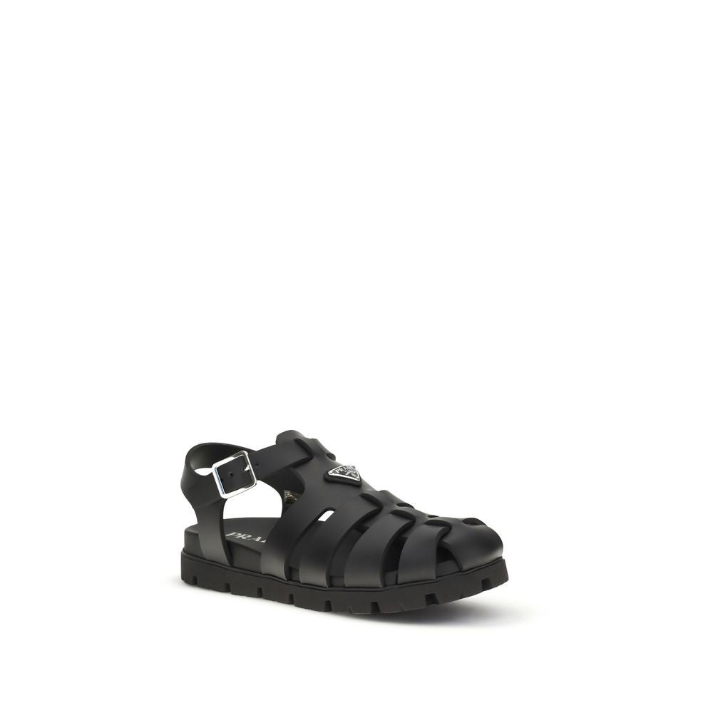 Prada Black Bos Taurus Calfskin Sandals-2