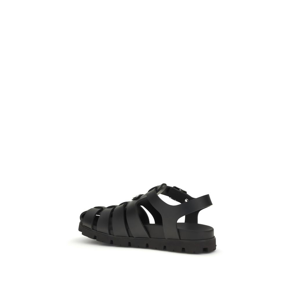 Prada Black Bos Taurus Calfskin Sandals-3