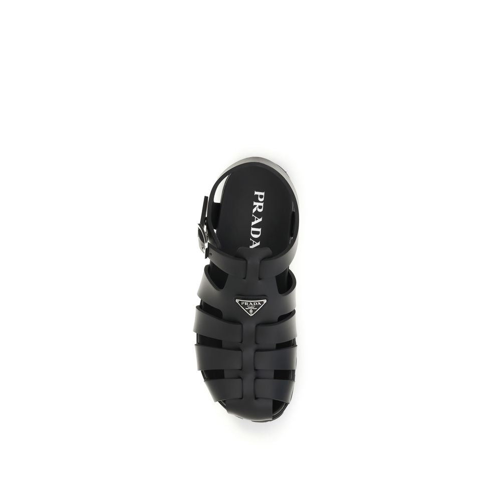 Prada Black Bos Taurus Calfskin Sandals-4