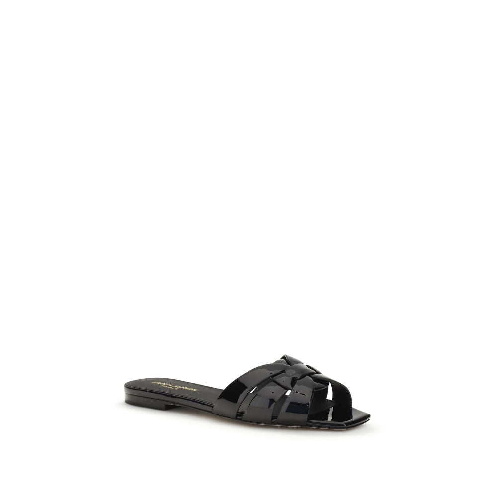 Saint Laurent Black Bos Taurus Calfskin Mules-2
