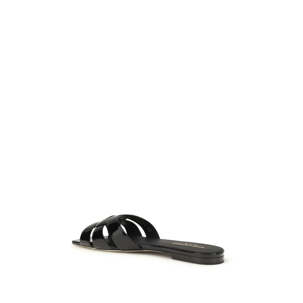 Saint Laurent Black Bos Taurus Calfskin Mules-3