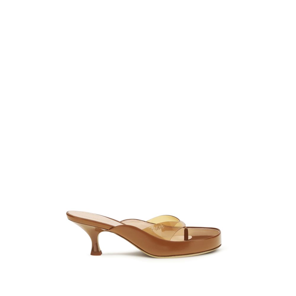 Chloé Brown Calfskin Bos Taurus Stiletto Sandals-1