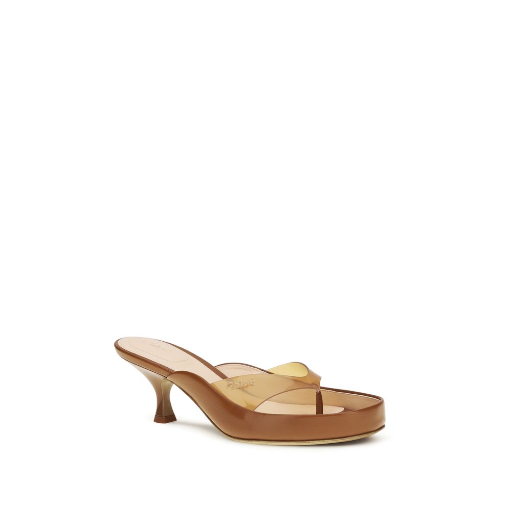 Chloé Brown Calfskin Bos Taurus Stiletto Sandals-2