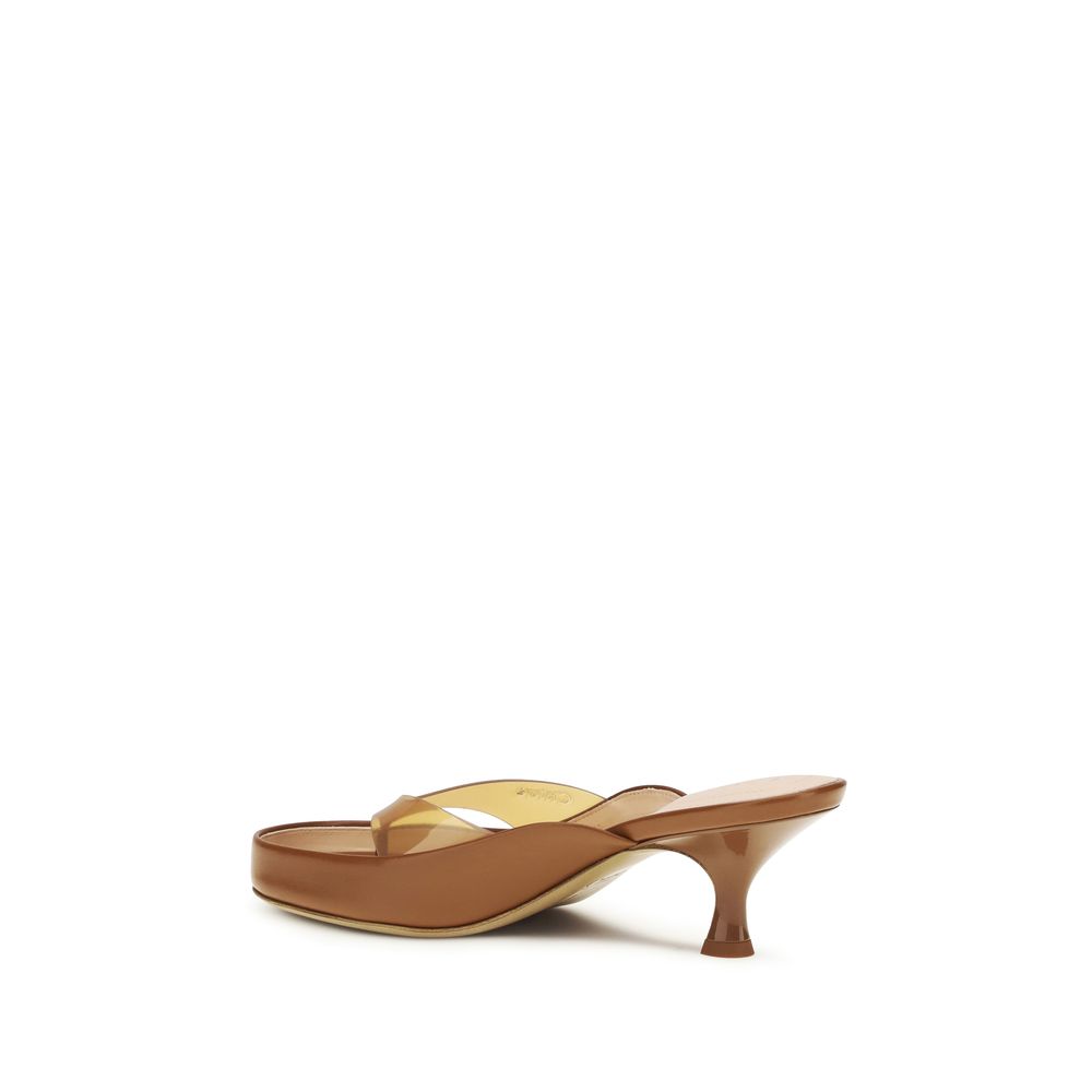 Chloé Brown Calfskin Bos Taurus Stiletto Sandals-3