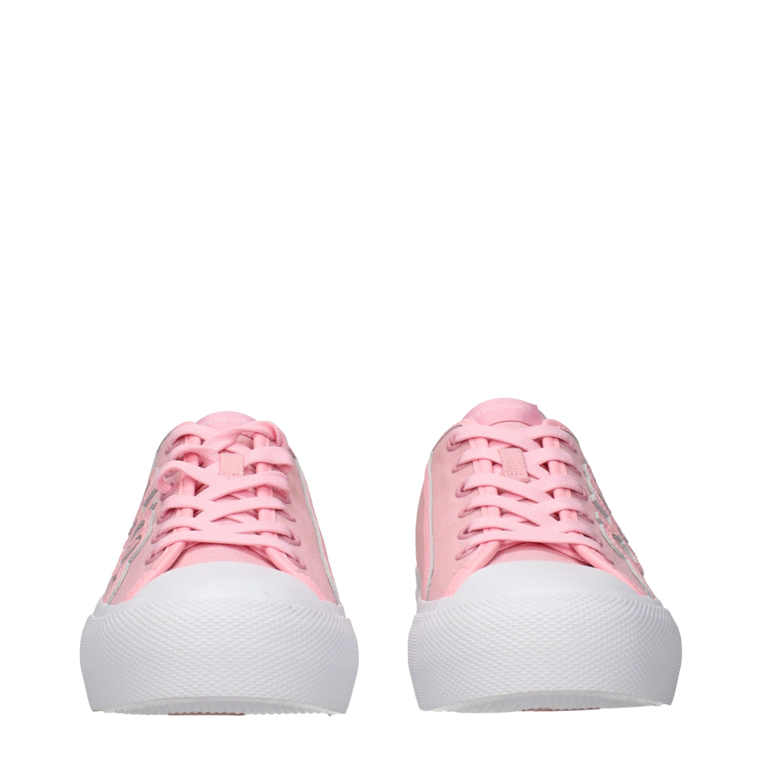 Jimmy Choo Pink Fabric Low Top Sneakers-3