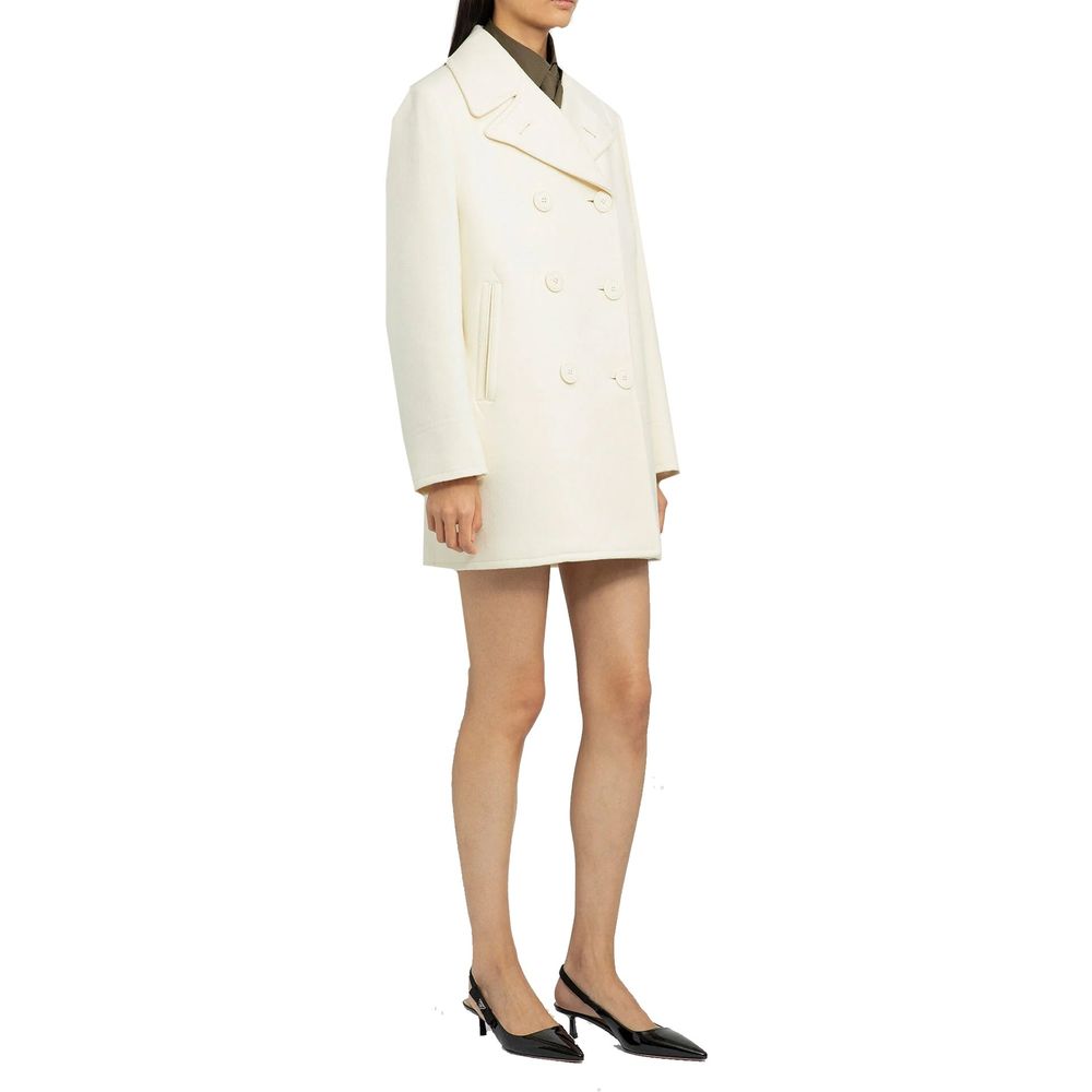Prada Weißer Wollmantel-2
