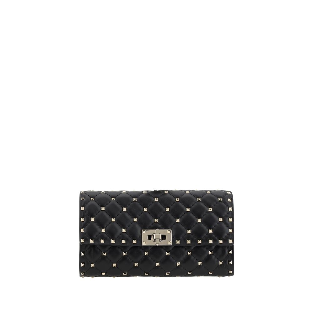 Valentino Garavani Schwarze Bos Taurus Kalbsleder Schultertasche-1