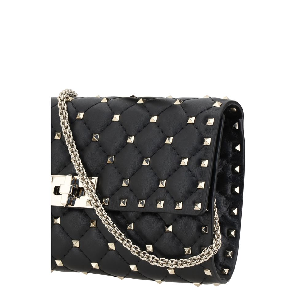 Valentino Garavani Schwarze Bos Taurus Kalbsleder Schultertasche-4