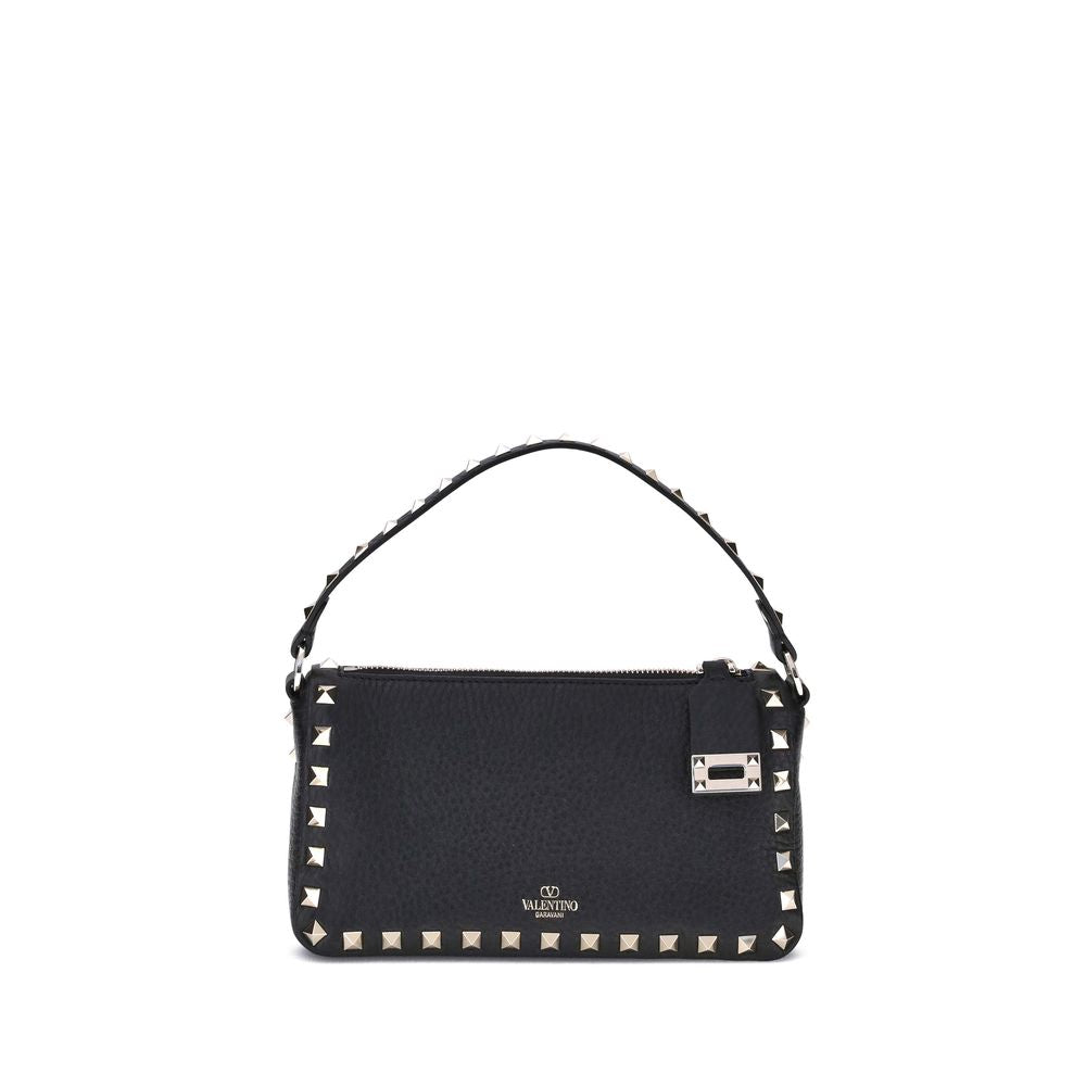 Valentino Garavani Schwarze Bos Taurus Kalbsleder Schultertasche-1