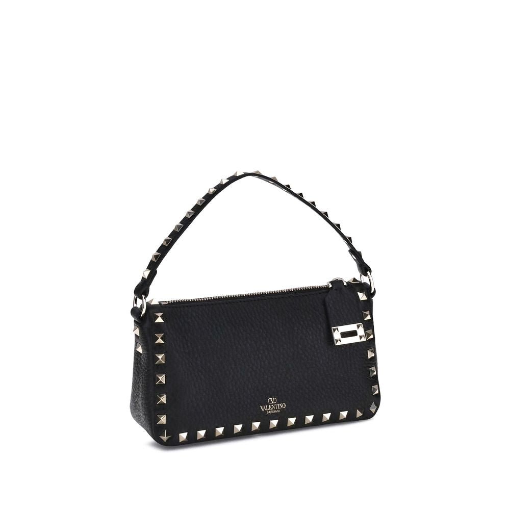 Valentino Garavani Schwarze Bos Taurus Kalbsleder Schultertasche-2