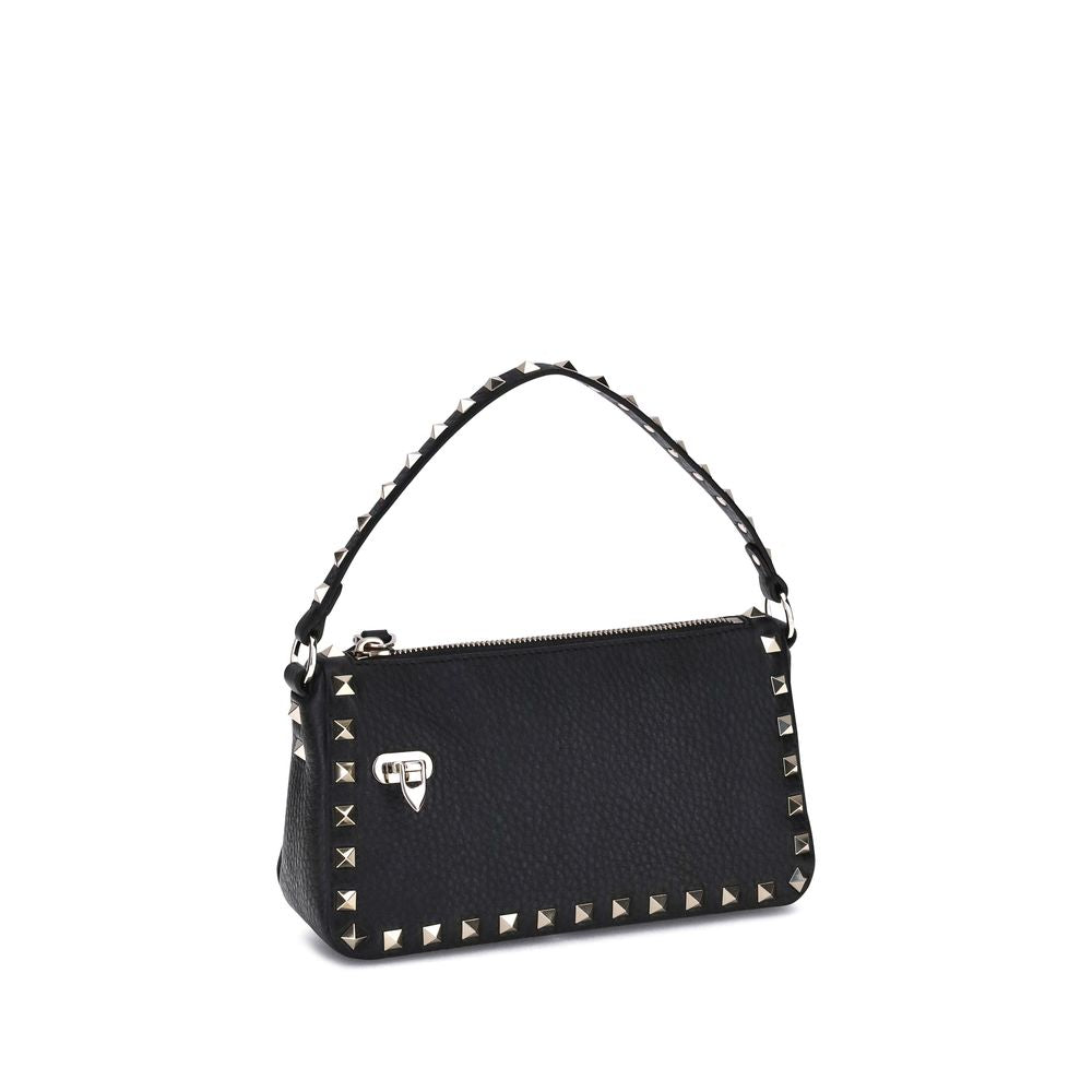 Valentino Garavani Schwarze Bos Taurus Kalbsleder Schultertasche-3