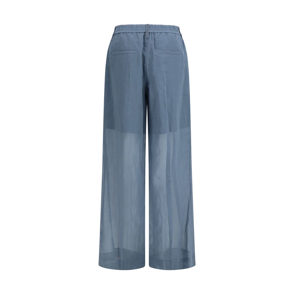 Brunello Cucinelli Blue Cotton Casual Trousers-2