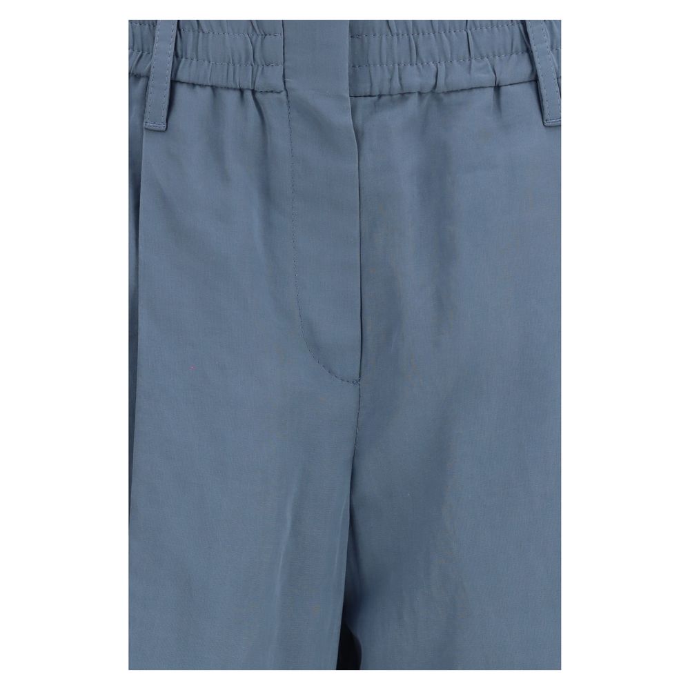 Brunello Cucinelli Blue Cotton Casual Trousers-3