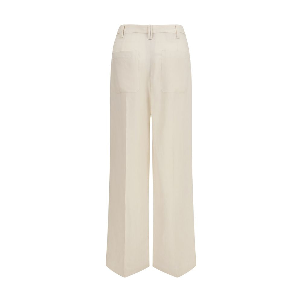Brunello Cucinelli Beige Viscose Casual Pants-2