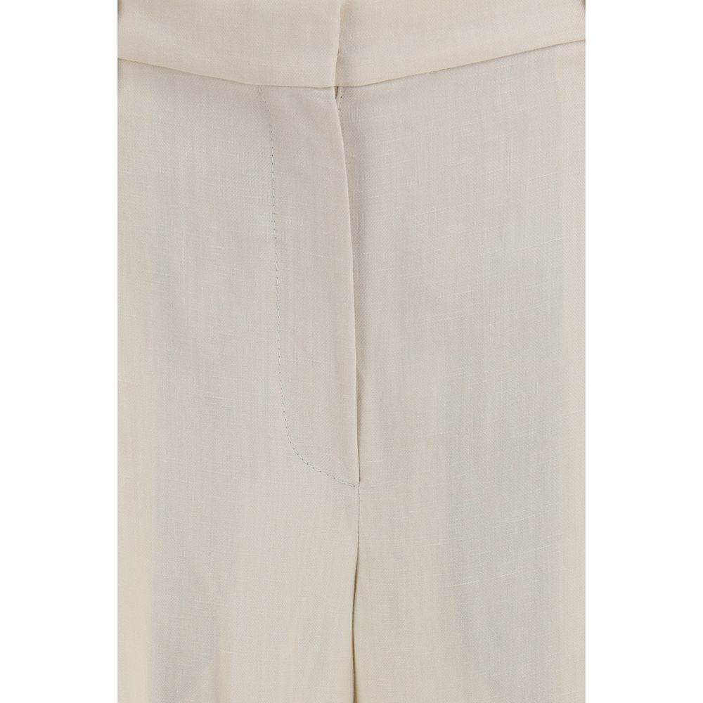 Brunello Cucinelli Beige Viscose Casual Pants-3