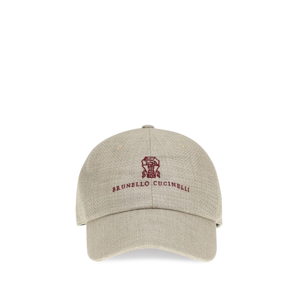 Brunello Cucinelli Beige Silk Cap (Baseball Cap)-1