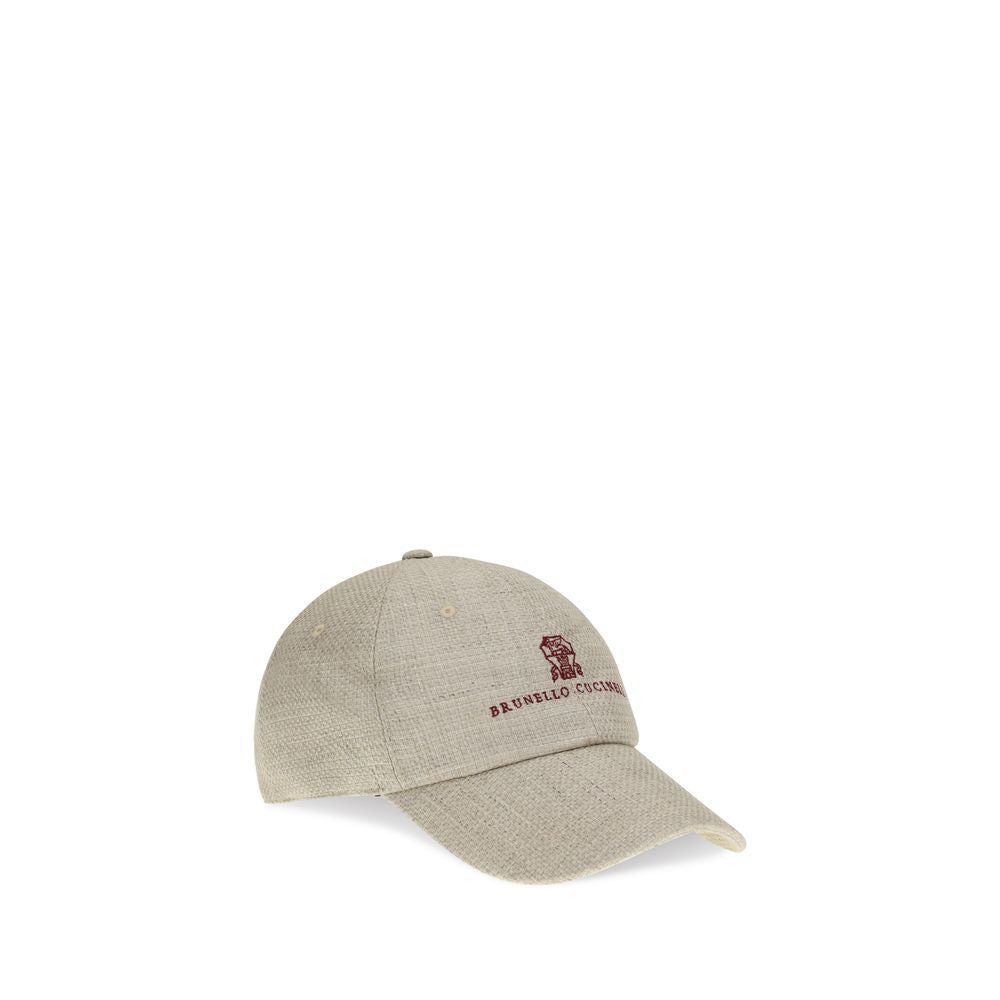 Brunello Cucinelli Beige Silk Cap (Baseball Cap)-2