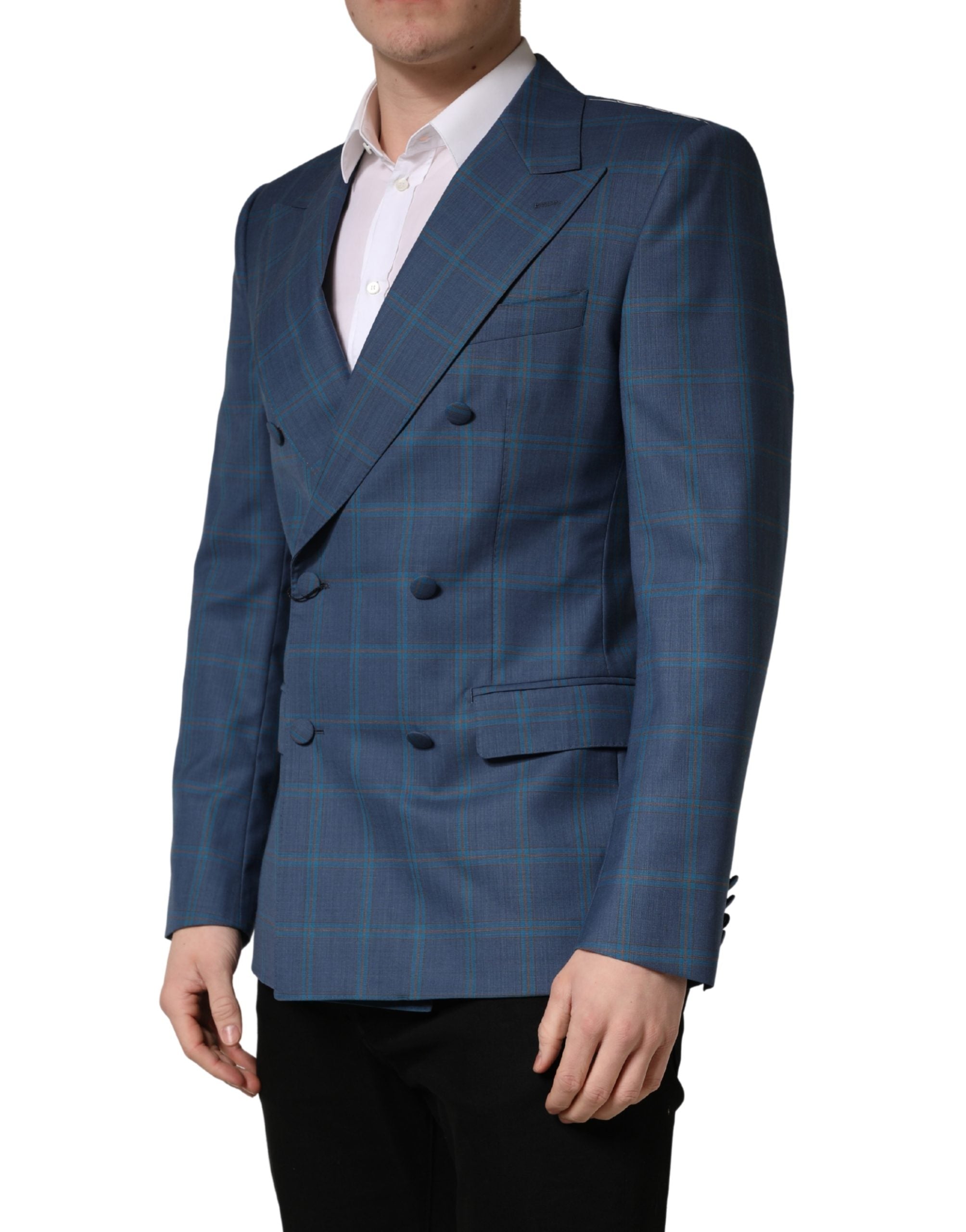 Dolce & Gabbana Blau karierte Zweireiher-Sakko für Herren-3