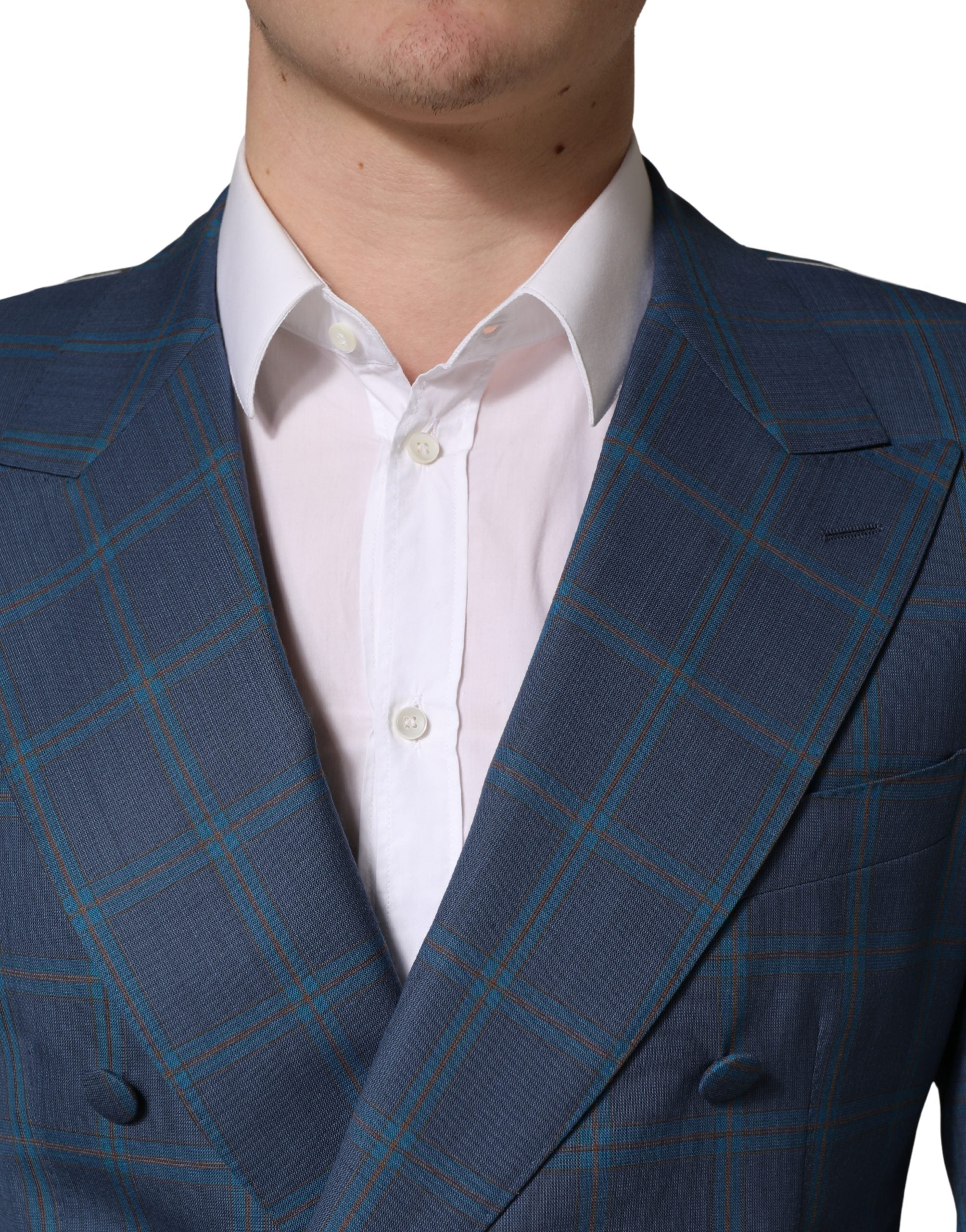 Dolce & Gabbana Blau karierte Zweireiher-Sakko für Herren-5