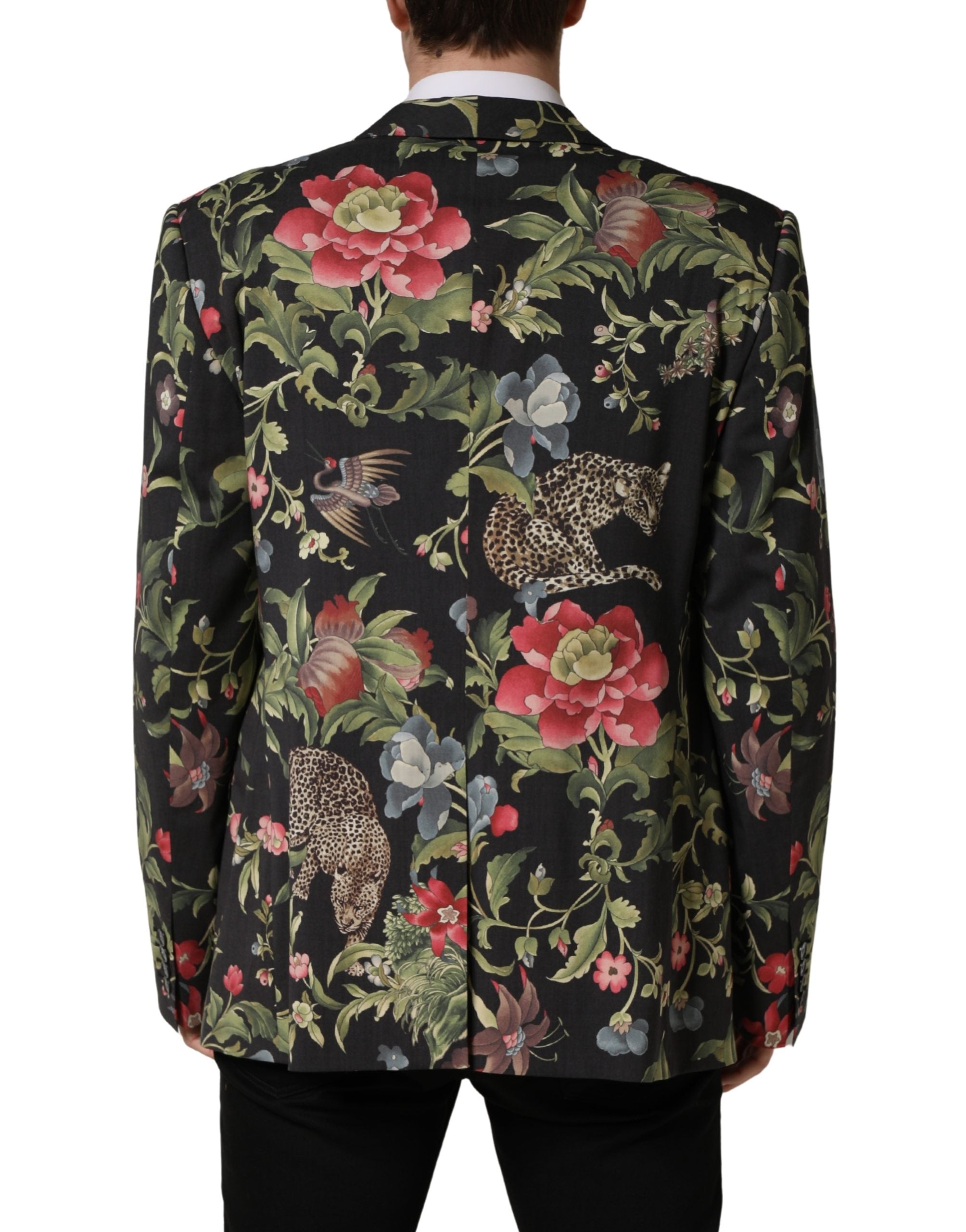 Dolce & Gabbana Mehrfarbige Blumen-Leoparden-Sakko mit 1 Knopf für Herren-4
