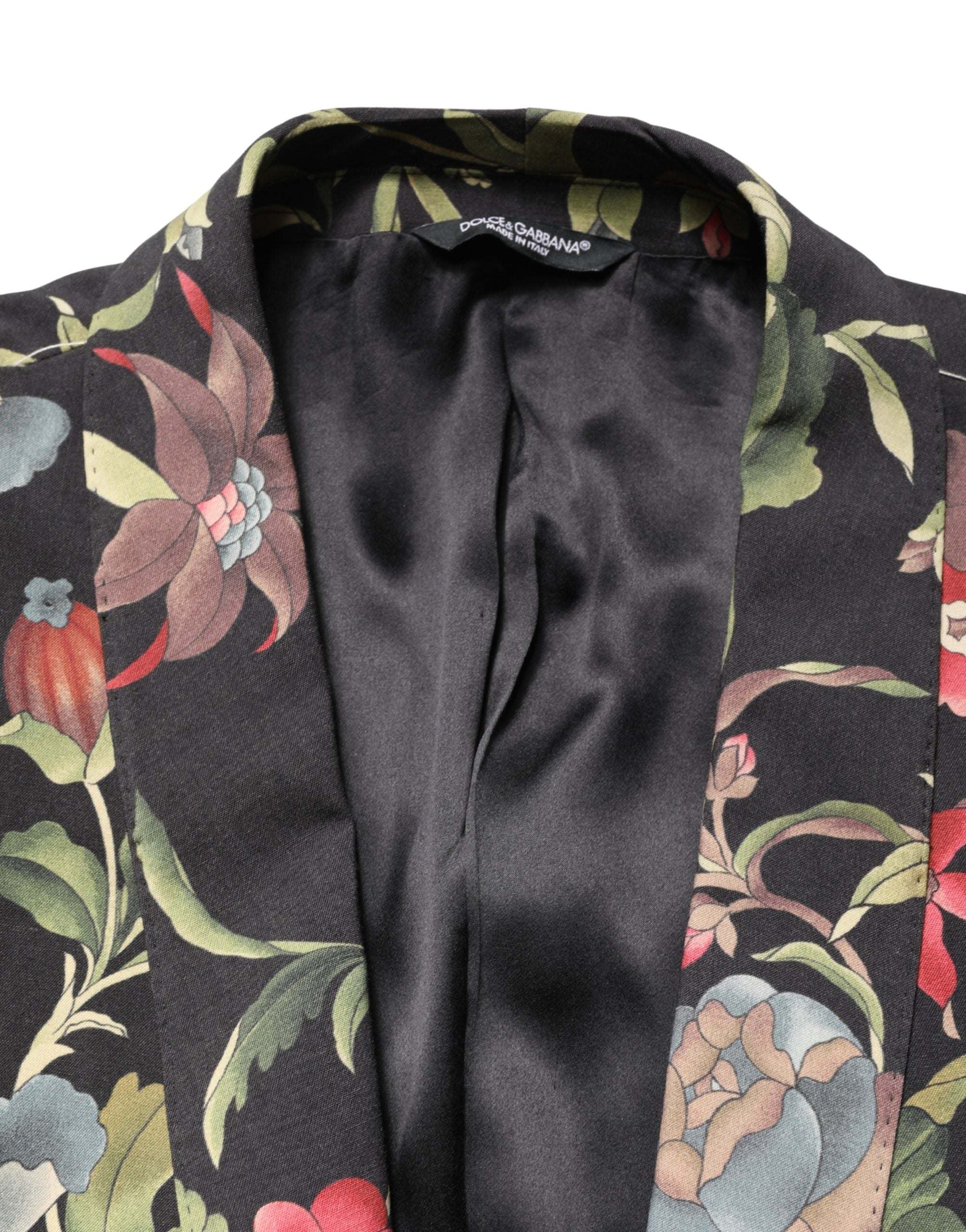 Dolce & Gabbana Mehrfarbige Blumen-Leoparden-Sakko mit 1 Knopf für Herren-7