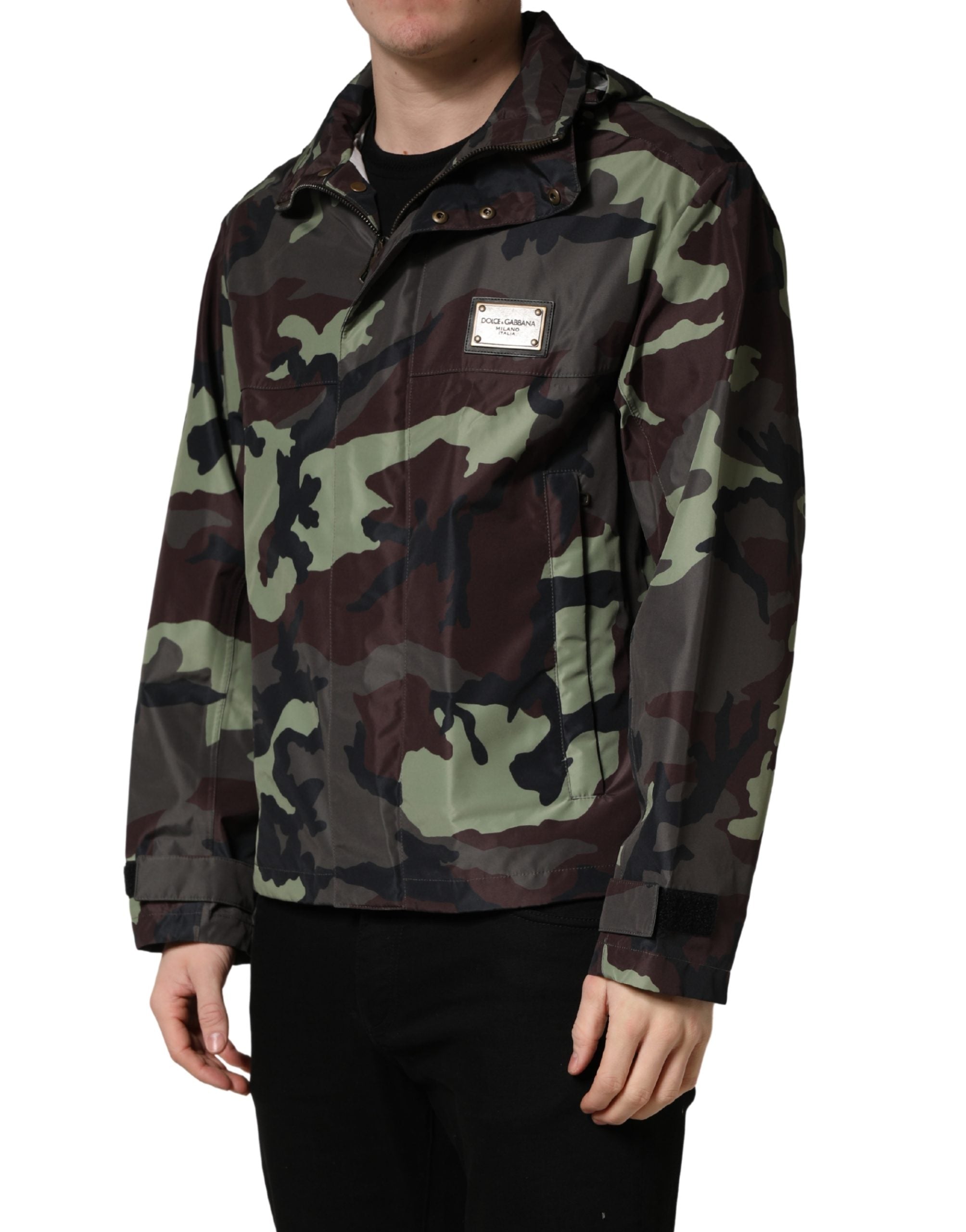 Dolce & Gabbana Mehrfarbige Kapuzen-Bomberjacke im Camouflage-Look-3
